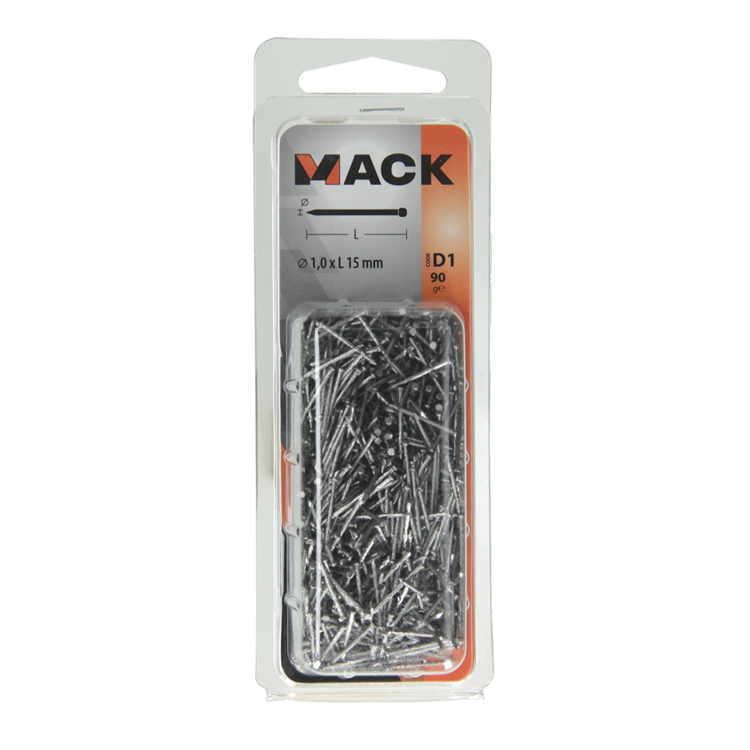 Mack 1017134 - clavo cabeza redonda 90 gr 1,0 x 15 mm | 5 piezas