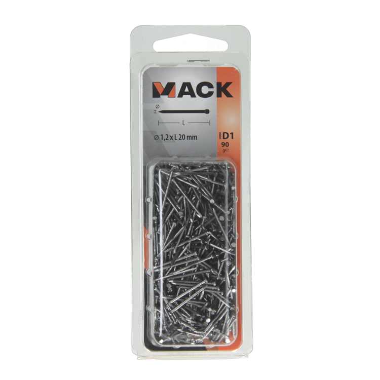 Mack 1017135 - clavo cabeza redonda 90 gr 1,2 x 20 mm | 5 piezas