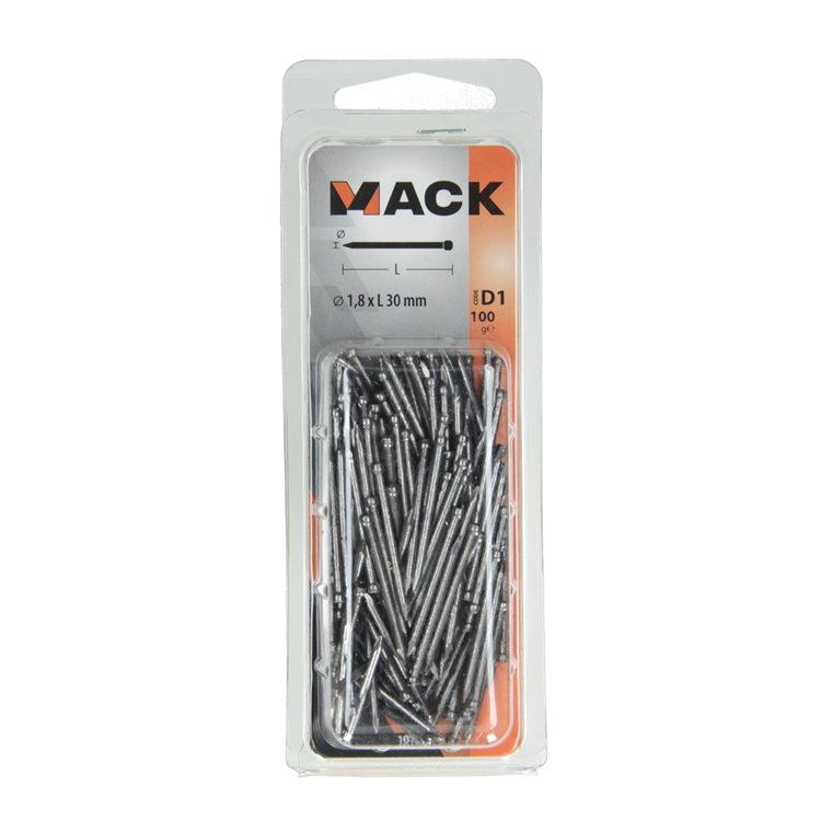 Mack 1017137 - clavo cabeza redonda 100 gr 1,8 x 30 mm | 5 piezas