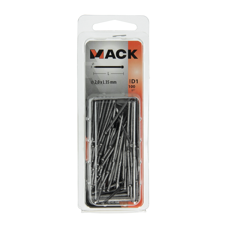 Mack 1017138 - clavo cabeza redonda 100 gr 2,0 x 35 mm | 5 piezas