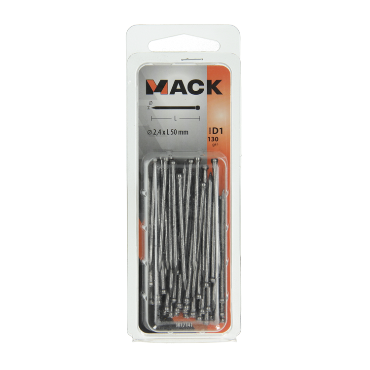 Mack 1017141 - clavo cabeza redonda 130 gr 2,4 x 50 mm | 5 piezas