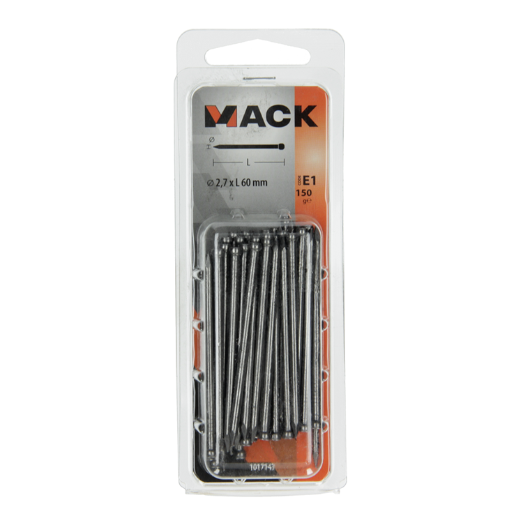 Mack 1017143 - clavo cabeza redonda 150 gr 2,7 x 60 mm | 5 piezas