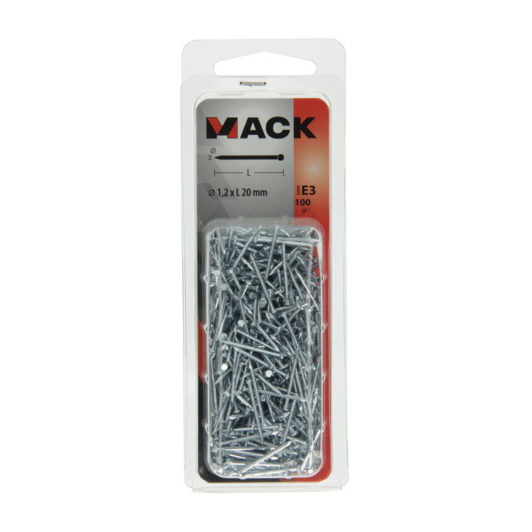 Mack 1017156 - clavo cabeza redonda acero galvanizado 100 gr 1,2 x 20 mm | 5 piezas