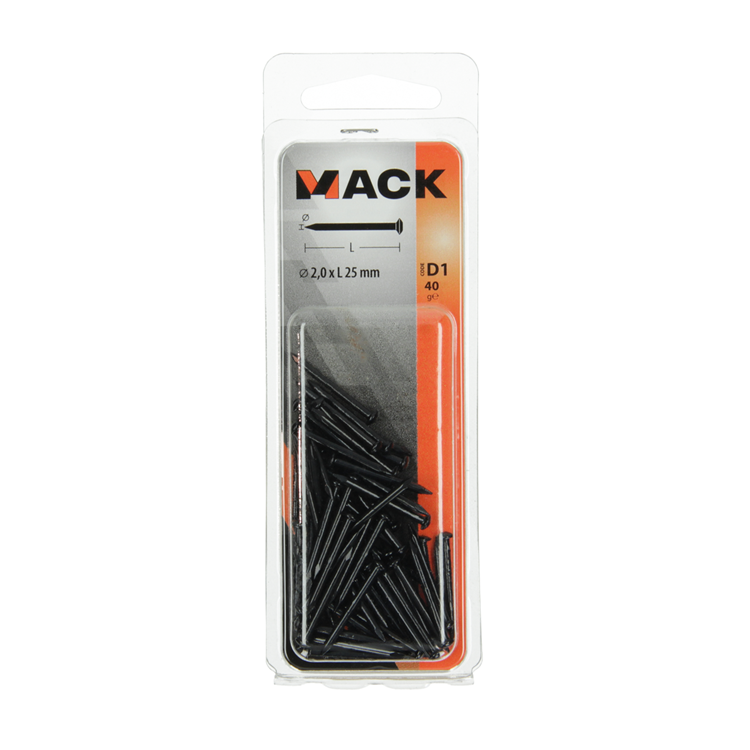Mack 1017179 - clavo de acero bvk acero pavonado 40 gr 2,0 x 25 mm | 10 piezas