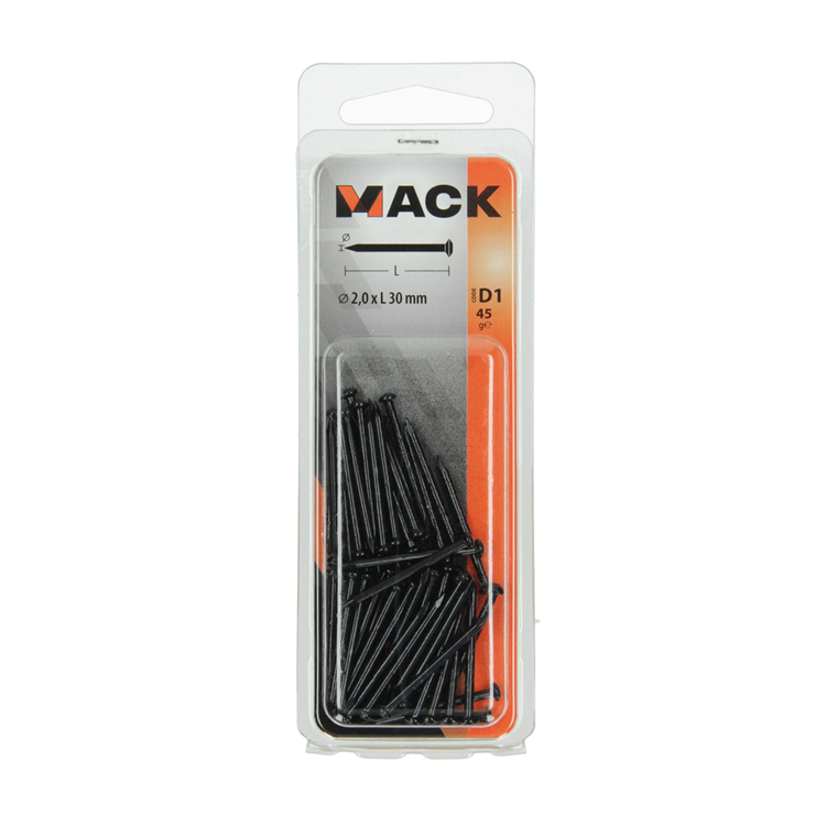 Mack 1017180 - clavo de acero bvk acero pavonado 45 gr 2,0 x 30 mm | 10 piezas