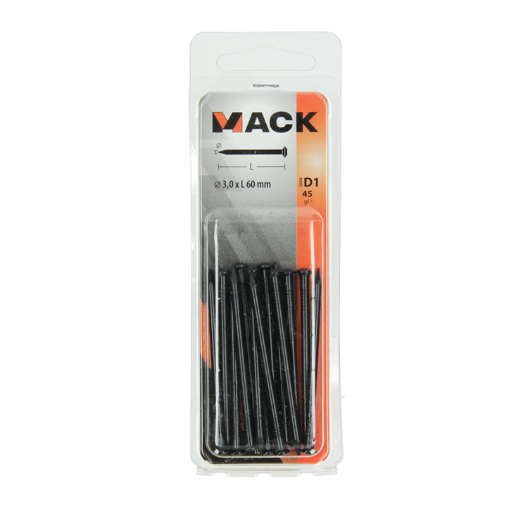 Mack 1017183 - clavo de acero bvk acero pavonado 45 gr 3,0 x 60 mm | 10 piezas