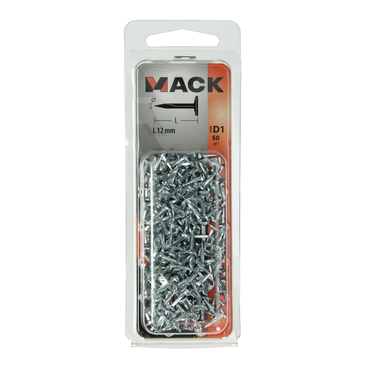 Mack 1017190 - bloque clavo acero galvanizado 50 gr12 mm | 10 piezas