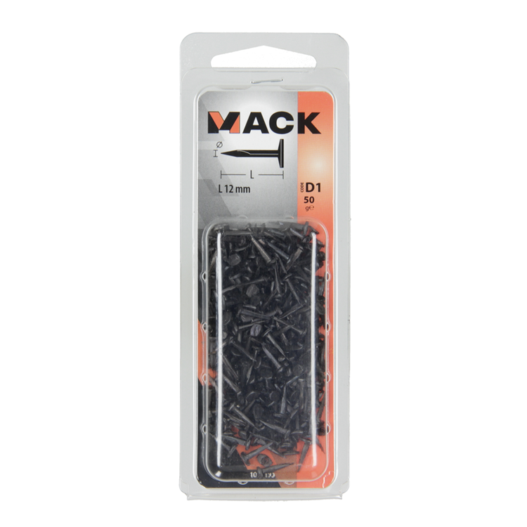 Mack 1017193 - bloque clavo acero pavonado 50 gr12 mm | 10 piezas