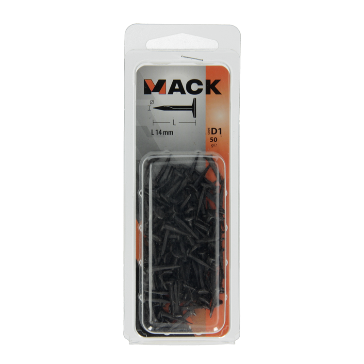 Mack 1017194 - bloque clavo acero pavonado 50 gr14 mm | 10 piezas