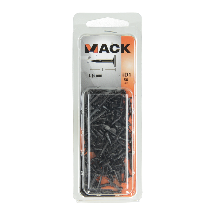 Mack 1017195 - bloque clavo acero pavonado 50 gr16 mm | 10 piezas