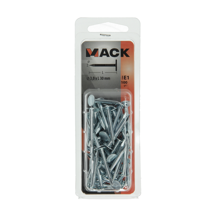 Mack 1017203 - clavo de esquisto de acero galvanizado 100 gr 3,0 x 30 mm | 5 piezas