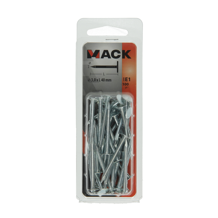 Mack 1017204 - clavo de esquisto de acero galvanizado 100 gr 3,0 x 40 mm | 5 piezas