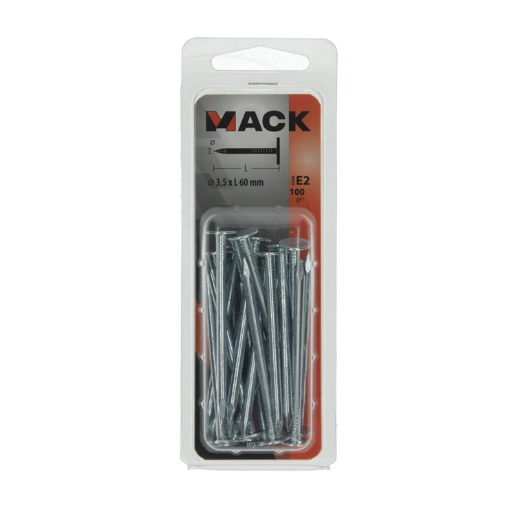 Mack 1017206 - clavo de esquisto de acero galvanizado 100 gr 3,5 x 60 mm | 5 piezas