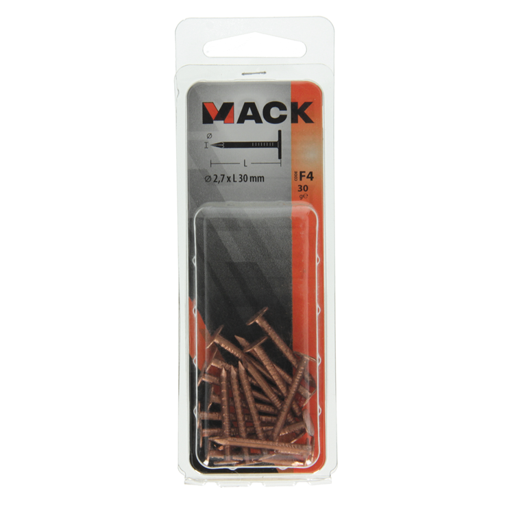 Mack 1019642 - clavo de esquisto cobre 30 gr 2,7 x 30 mm | 10 piezas
