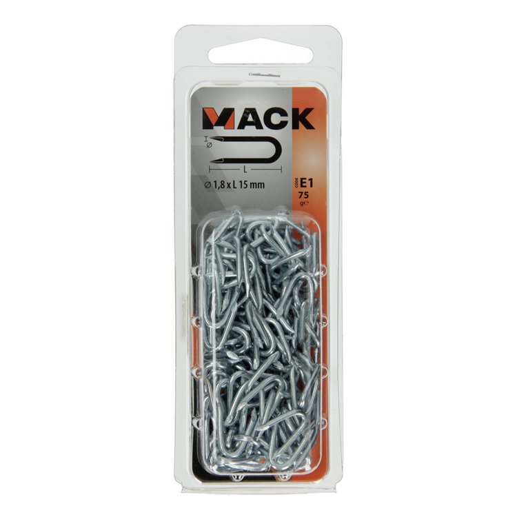 Mack 1017207 - grapa acero galvanizado 75 gr 1,8 x 15 mm | 5 piezas
