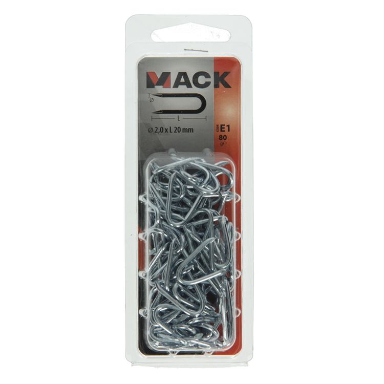 Mack 1017208 - grapa de acero galvanizado 80 gr 2,0 x 20 mm | 5 piezas