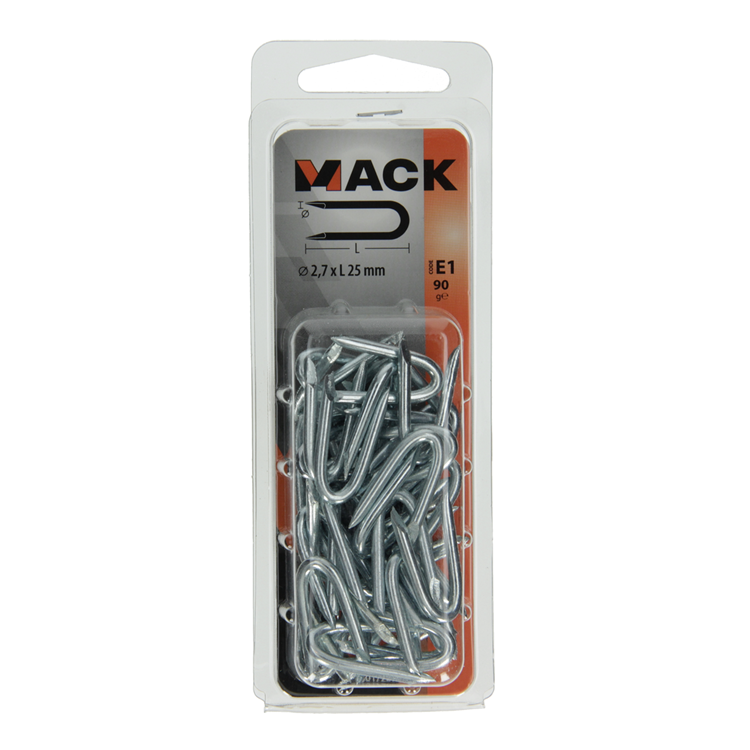 Mack 1017209 - grapa acero galvanizado 90 gr 2,7 x 25 mm | 5 piezas