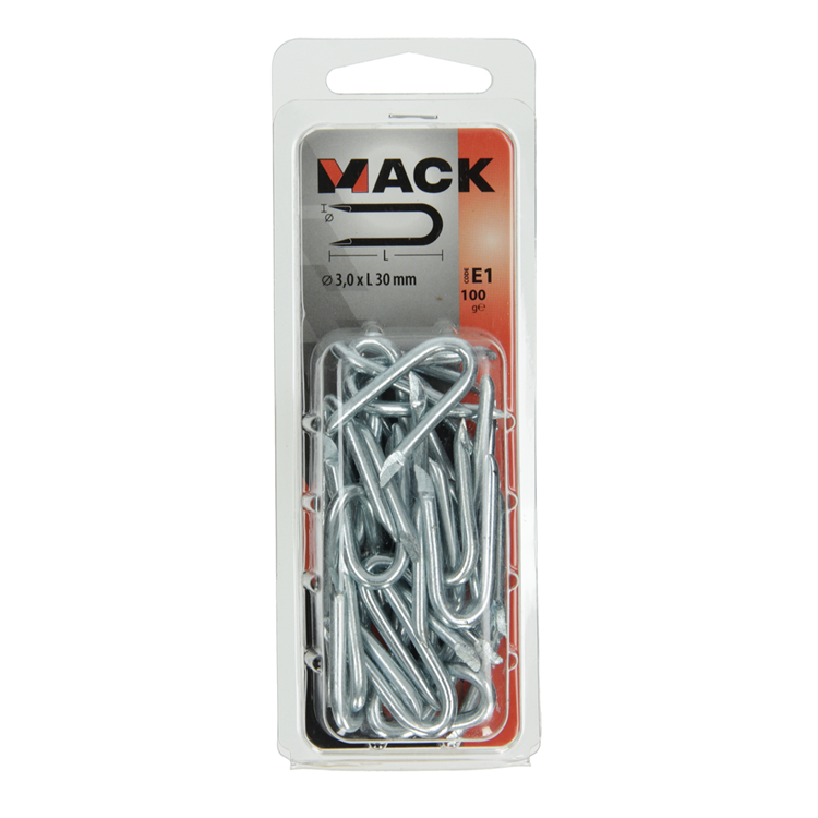 Mack 1017210 - grapa acero galvanizado 100 gr 3,0 x 30 mm | 5 piezas