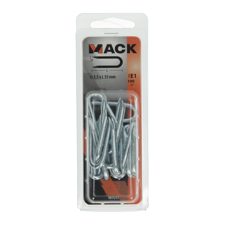 Mack 1017211 - grapa acero galvanizado 100 gr 3,5 x 35 mm | 5 piezas