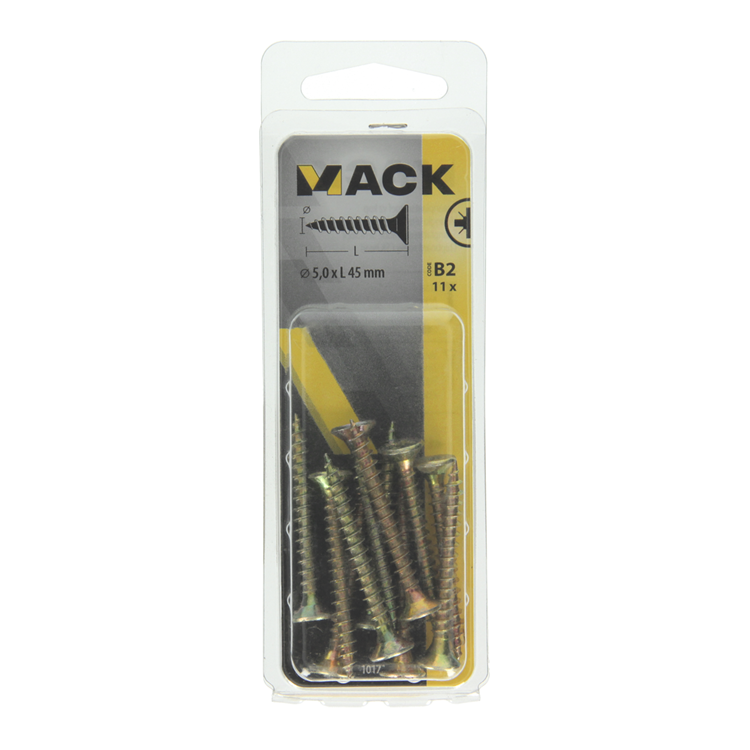 Mack 1017256 - tornillo para aglomerado con cabeza chapada en amarillo 11 piezas 5,0 x 45 mm | 10 piezas
