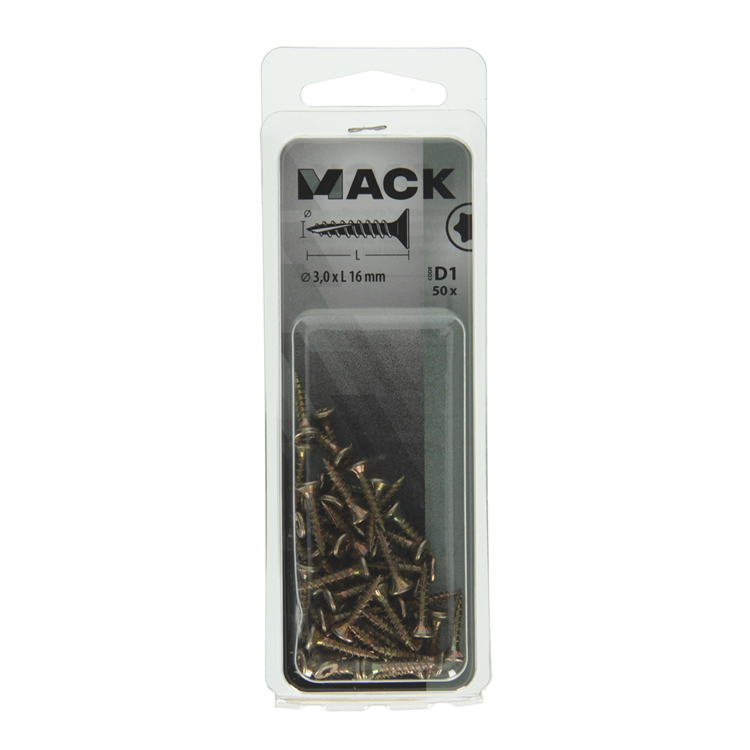 Mack 1017281 - españaplschr.vzkop-selfb. chapado en amarillo 50 piezas 3,0 x 16 mm | 10 piezas