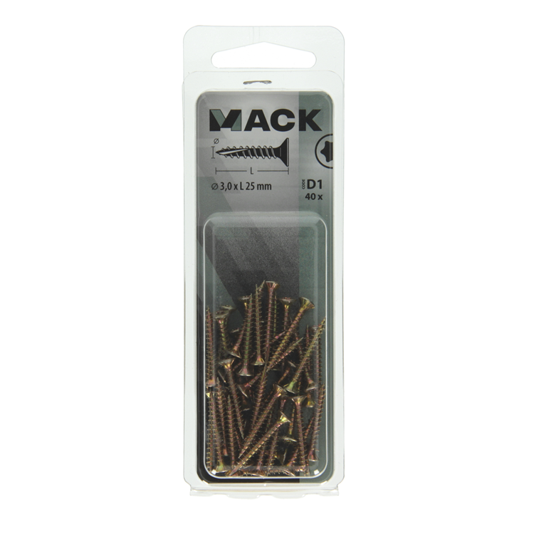 Mack 1017283 - españaplschr.vzkop-selfb. chapado en amarillo 40 piezas 3,0 x 25 mm | 10 piezas