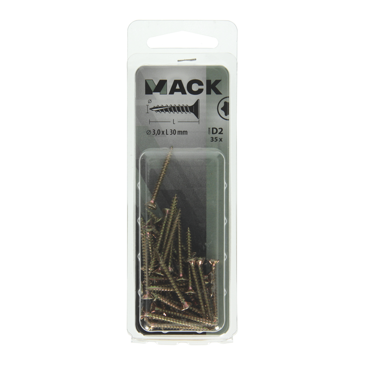 Mack 1017284 - españaplschr.vzkop-selfb. chapado en amarillo 35 piezas 3,0 x 30 mm | 10 piezas