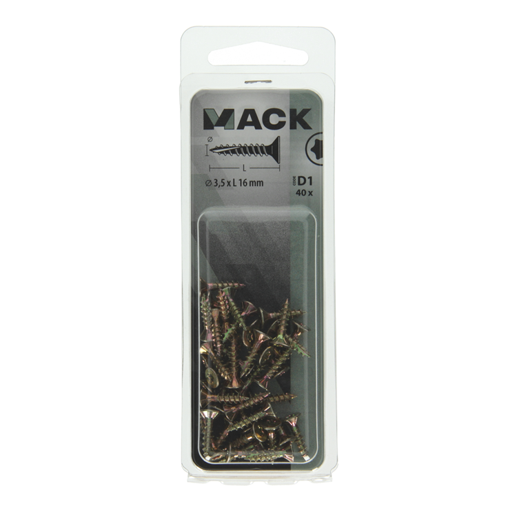 Mack 1017285 - spainplschr.vzkop-automontaje chapado en amarillo 40 piezas 3,5 x 16 mm | 10 piezas