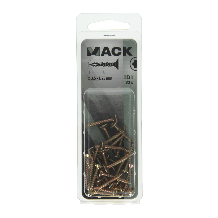 Mack 1017287 - españaplschr.vzkop-selfb. chapado en amarillo .32 piezas 3,5 x 25 mm | 10 piezas
