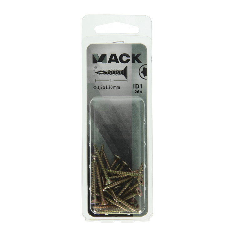 Mack 1017288 - españaplschr.vzkop-selfb. chapado en amarillo 26 piezas 3,5 x 30 mm | 10 piezas