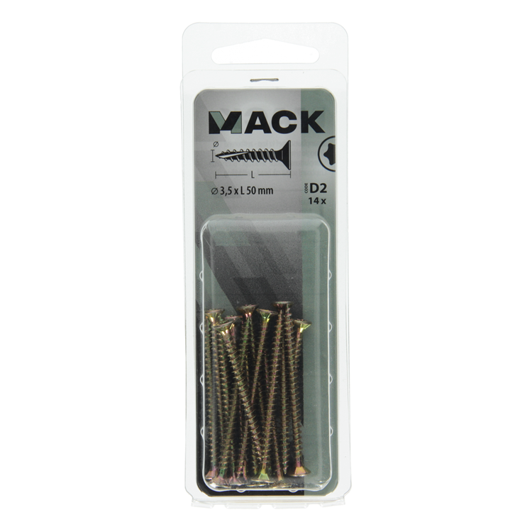 Mack 1017291 - españaplschr.vzkop-selfb. chapado en amarillo 14 piezas 3,5 x 50 mm | 10 piezas