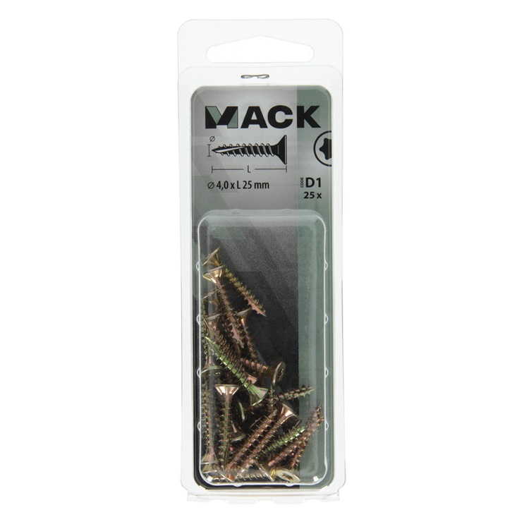 Mack 1017294 - españaplschr.vzkop-selfb. chapado en amarillo 25 piezas 4,0 x 25 mm | 10 piezas