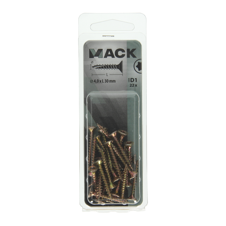Mack 1017295 - spainplschr.vzkop-automontaje chapado en amarillo 22 piezas 4,0 x 30 mm | 10 piezas