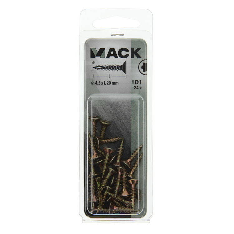 Mack 1017301 - spainplschr.vzkop-automontaje chapado en amarillo 24 piezas 4,5 x 20 mm | 10 piezas