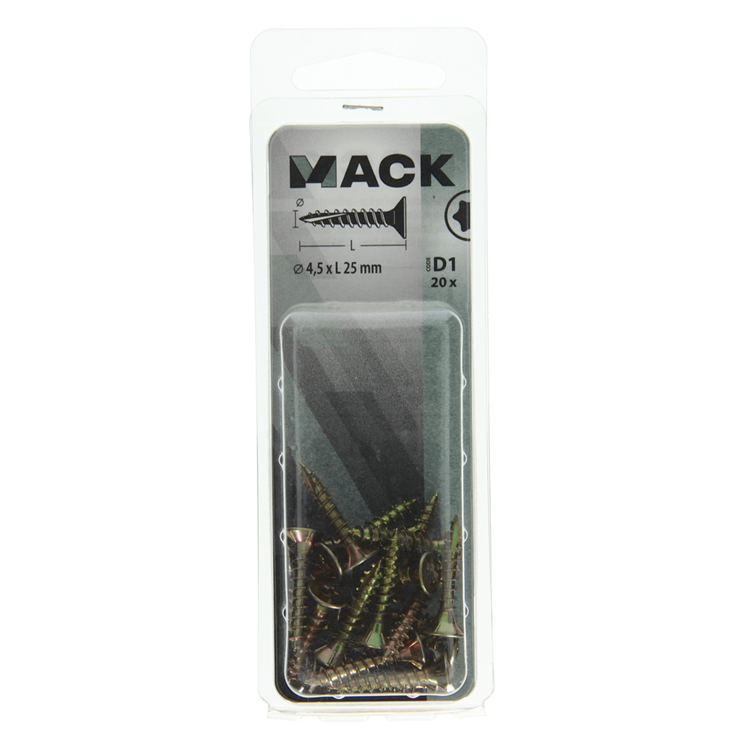 Mack 1017302 - spainplschr.vzkop-automontaje chapado en amarillo 20 piezas 4,5 x 25 mm | 10 piezas