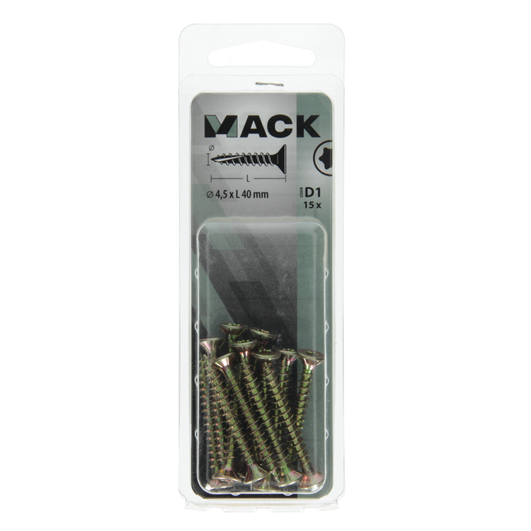 Mack 1017305 - spainplschr.vzkop-automontaje chapado en amarillo 15 piezas 4,5 x 40 mm | 10 piezas
