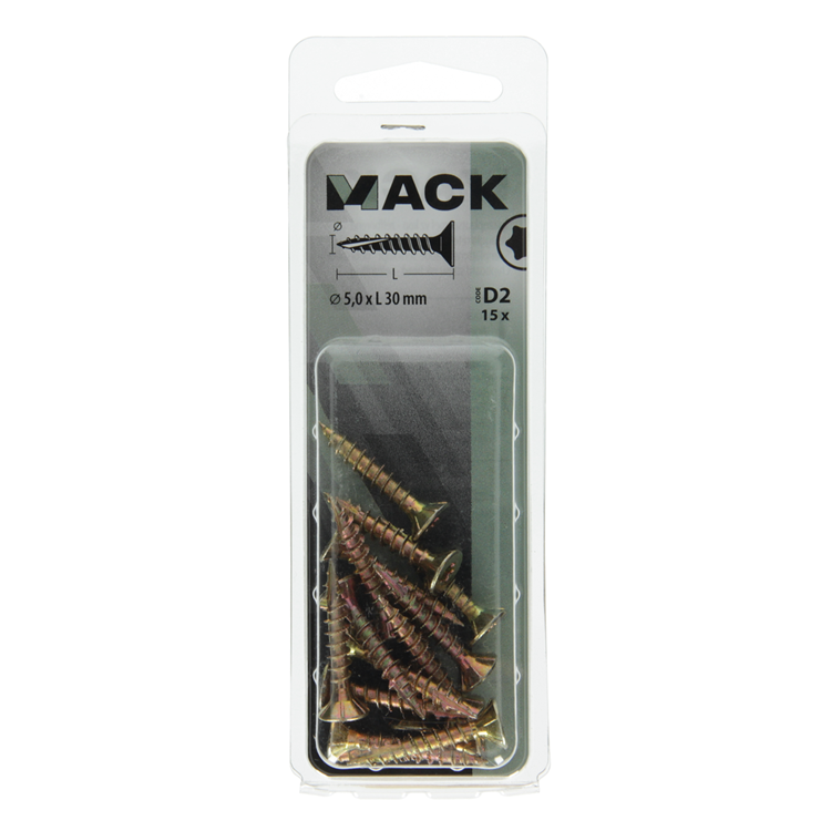Mack 1017311 - españaplschr.vzkop-selfb. chapado en amarillo 15 piezas 5,0 x 30 mm | 10 piezas