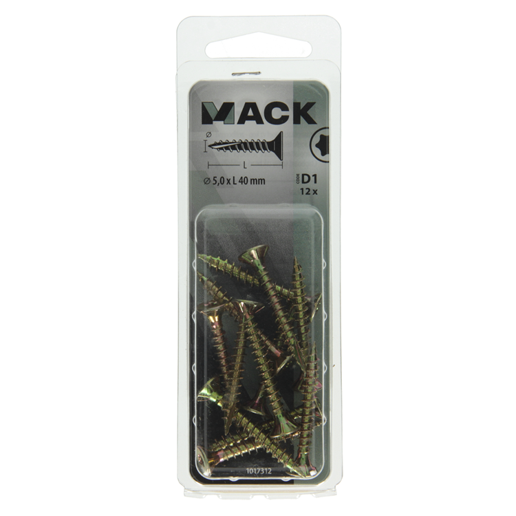 Mack 1017312 - spainplschr.vzkop-automontaje chapado en amarillo 12 piezas 5,0 x 40 mm | 10 piezas