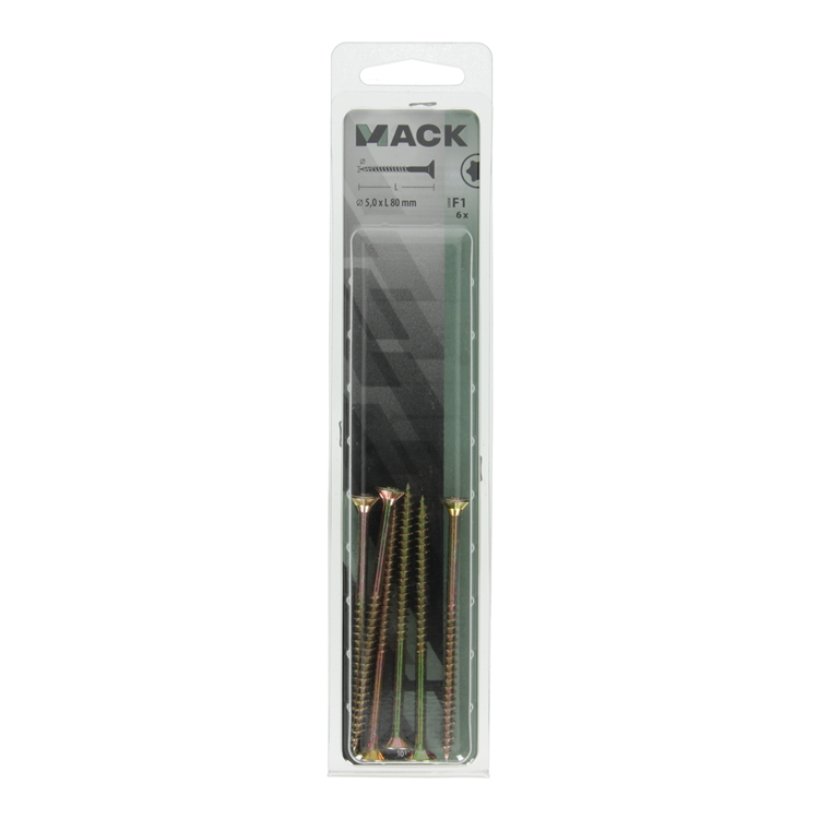 Mack 1017316 - spainplschr.vzkop-automontaje chapado en amarillo 6 piezas 5,0 x 80 mm | 5 piezas