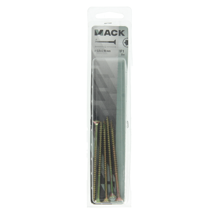 Mack 1017317 - españaplschr.vzkop-selfb. chapado en amarillo 5 piezas 5,0 x 90 mm | 5 piezas