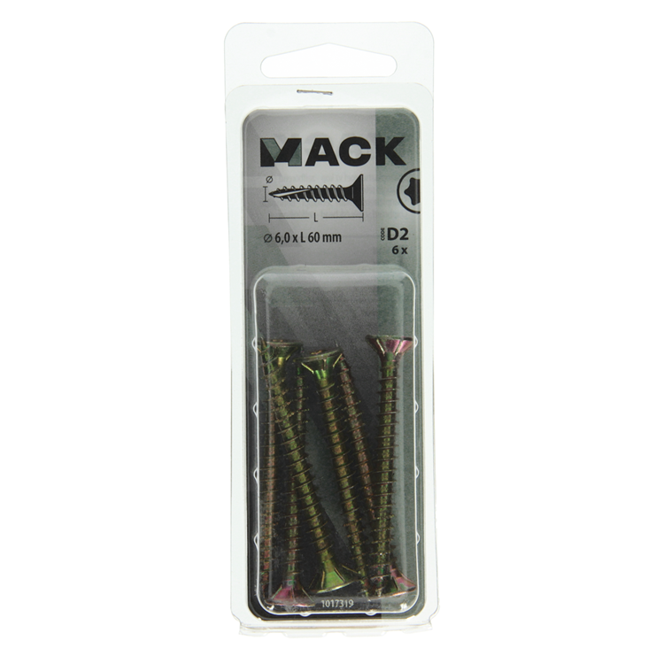 Mack 1017319 - españaplschr.vzkop-selfb. chapado en amarillo 6 piezas 6,0 x 60 mm | 10 piezas