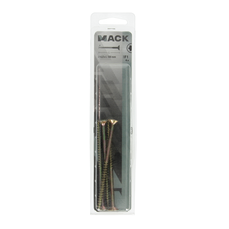 Mack 1017321 - españaplschr.vzkop-selfb. chapado en amarillo 4 piezas 6,0 x 100 mm | 5 piezas