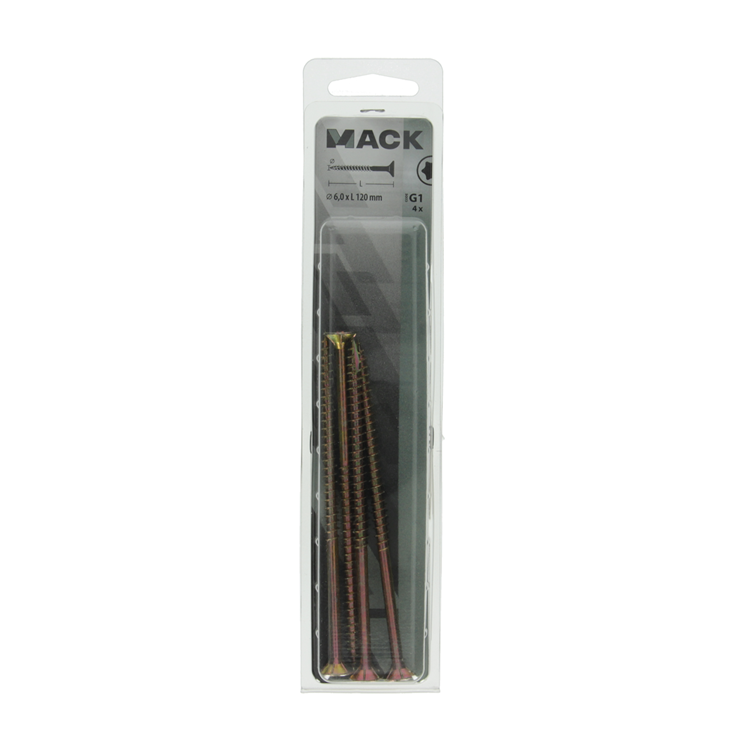 Mack 1017322 - españaplschr.vzkop-selfb. chapado en amarillo 4 piezas 6,0 x 120 mm | 5 piezas