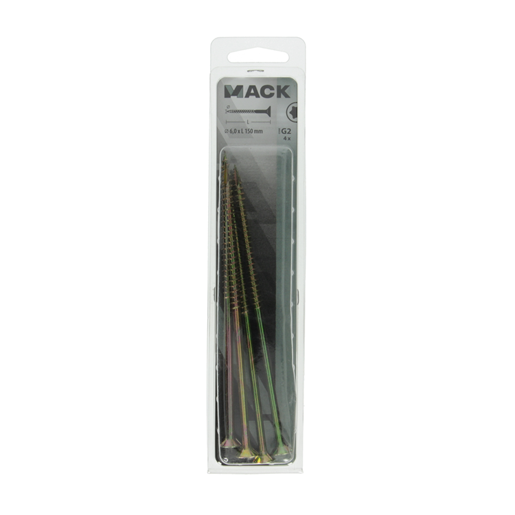Mack 1017323 - españaplschr.vzkop-selfb. chapado en amarillo 4 piezas 6,0 x 150 mm | 5 piezas