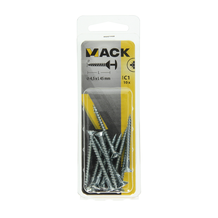 Mack 1017333 - tornillo con cabeza, acero galvanizado. 10 piezas 4,5 x 45 mm | 10 piezas