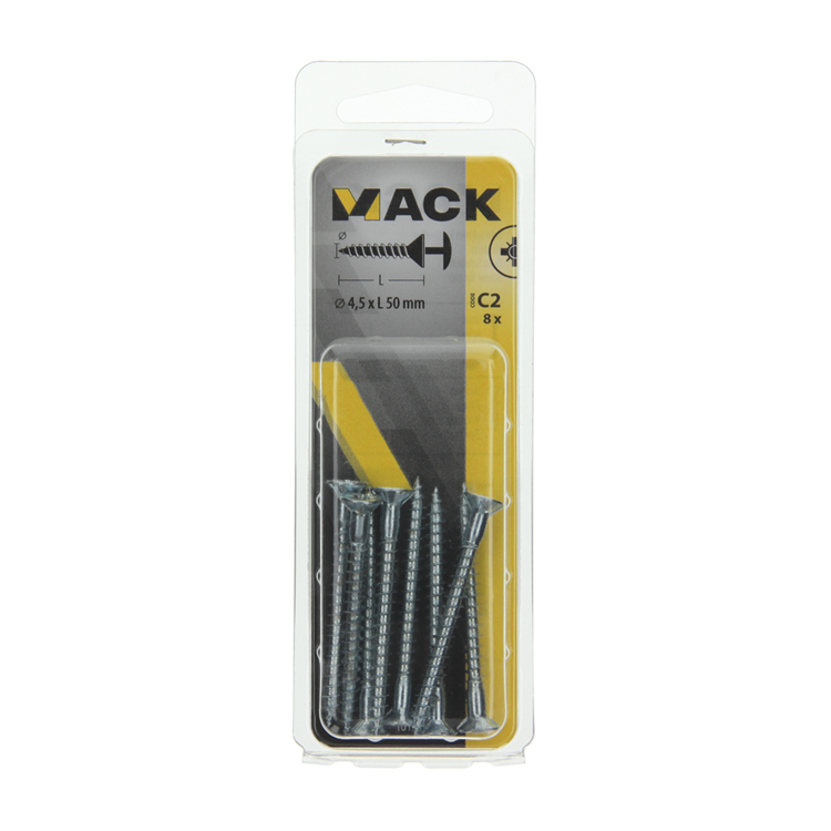 Mack 1017334 - tornillo con cabeza, acero galvanizado. 8 piezas 4,5 x 50 mm | 10 piezas