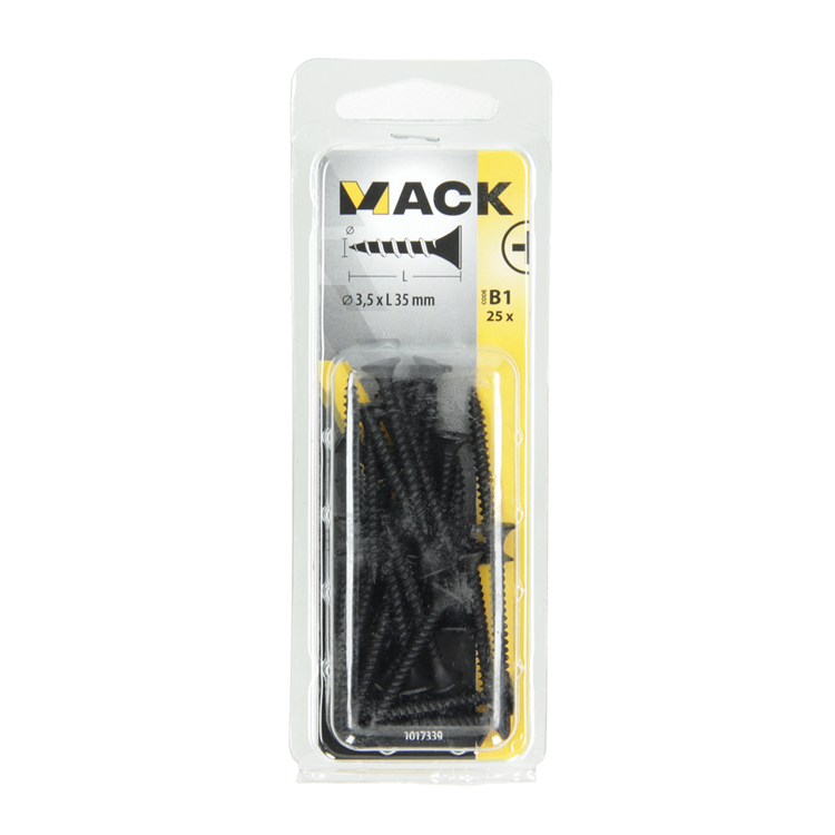 Mack 1017339 - tornillo para placas de yeso fosfatado negro. 25 piezas 3,5 x 35 mm | 10 piezas