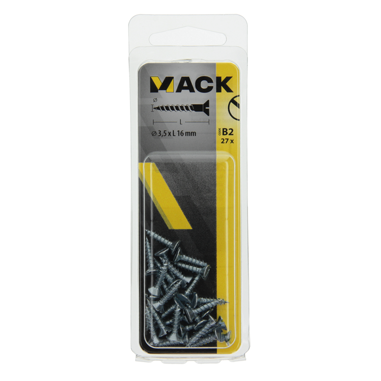 Mack 1017350 - tornillo para madera cabeza avellanada galvanizado 27 piezas 3,5 x 16 mm | 10 piezas