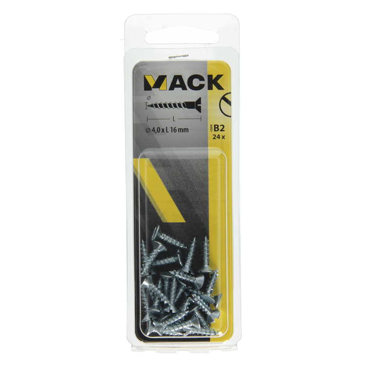 Mack 1017352 - tornillo para madera cabeza avellanada galvanizado 24 piezas 4,0 x 16 mm | 10 piezas