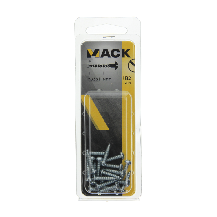 Mack 1017369 - tornillo para madera cabeza troncocónica acero galvanizado 20 piezas 3,5 x 16 mm | 10 piezas